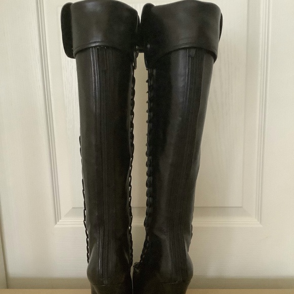 Tabitha Simmons Codi Over the Knee Black Lace Up Combat Boots Size 38.5 New! - Picture 6 of 16